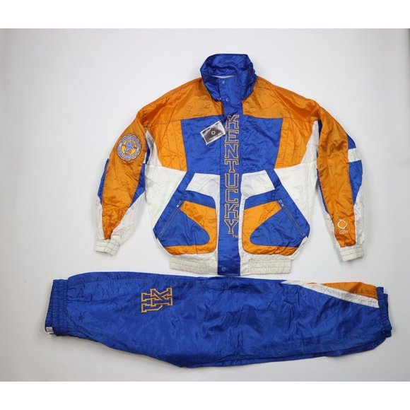 NOS Vtg 90s Mens M Spell Out University of Kentucky Track Suit Jacket Joggers